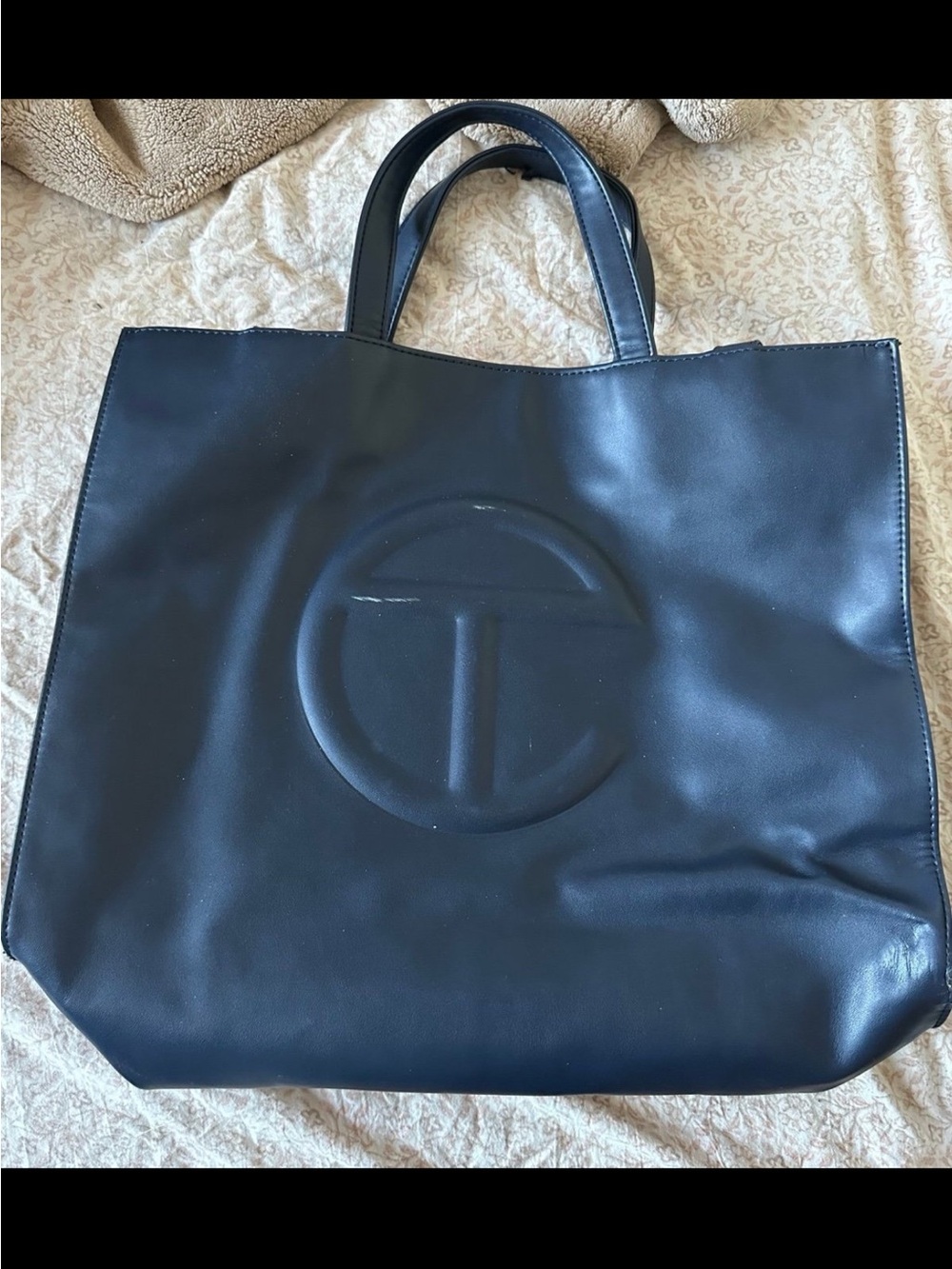 Telfar Navy Leather Strap Tote